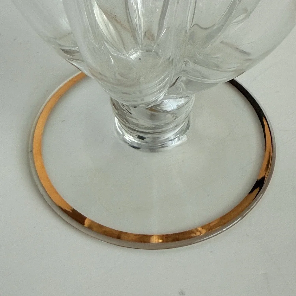 Bohemia Crystal Vase Gold Floral Etched Made‎ in Czechoslovakia Vintage READ